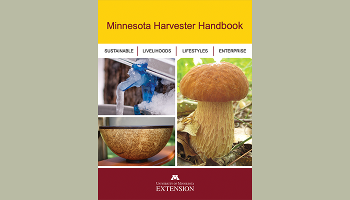 infographic with foraging book cover from University of Minnesota Extension