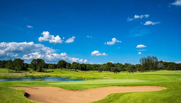 wide angle shot of golf course