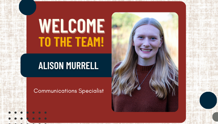 infographic with Alison Murrell and text welcoming her to her new job