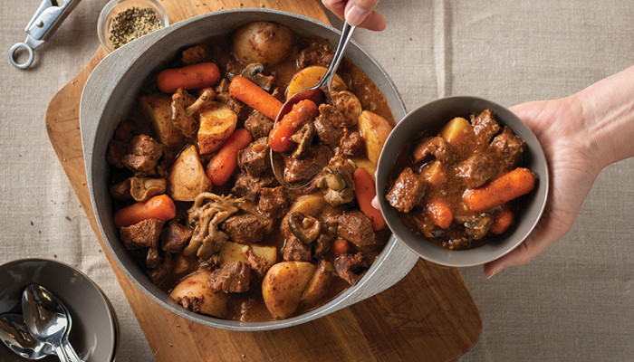 Photo of prepared wild mushroom beef stew