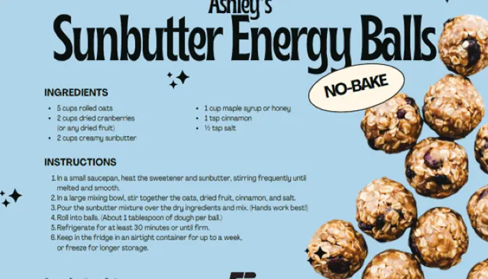 infographic with recipe for sunbutter energy balls