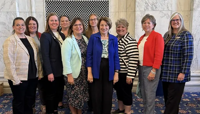 group of MFBF members with Senator Amy Klobuchar