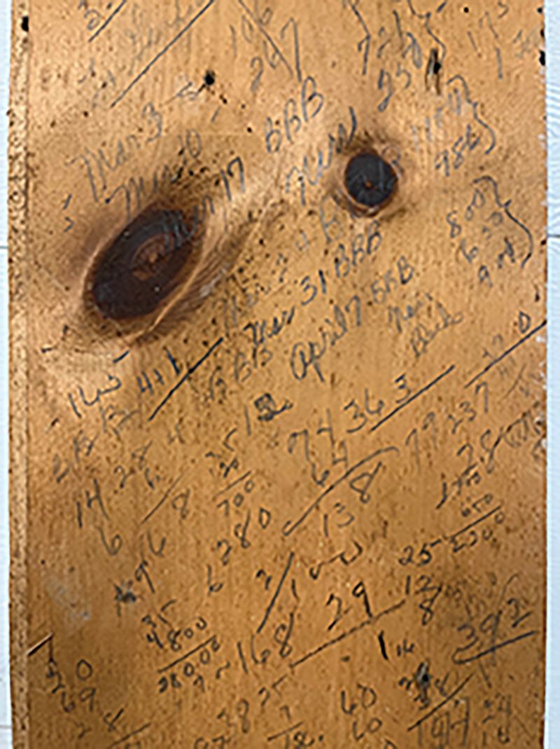 Piece of wood with writing