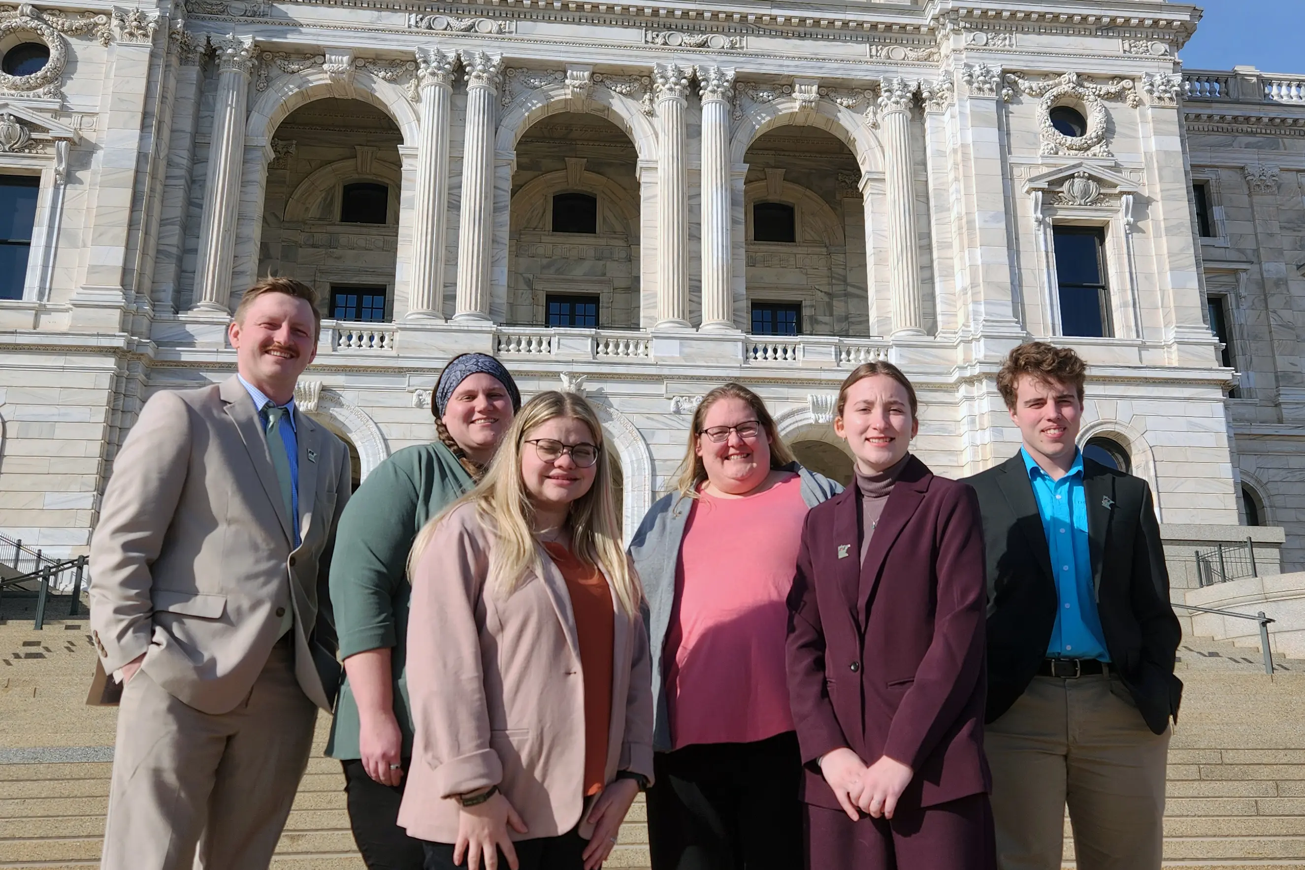 LeadAg class members in front of the Minnesota State Capitol
