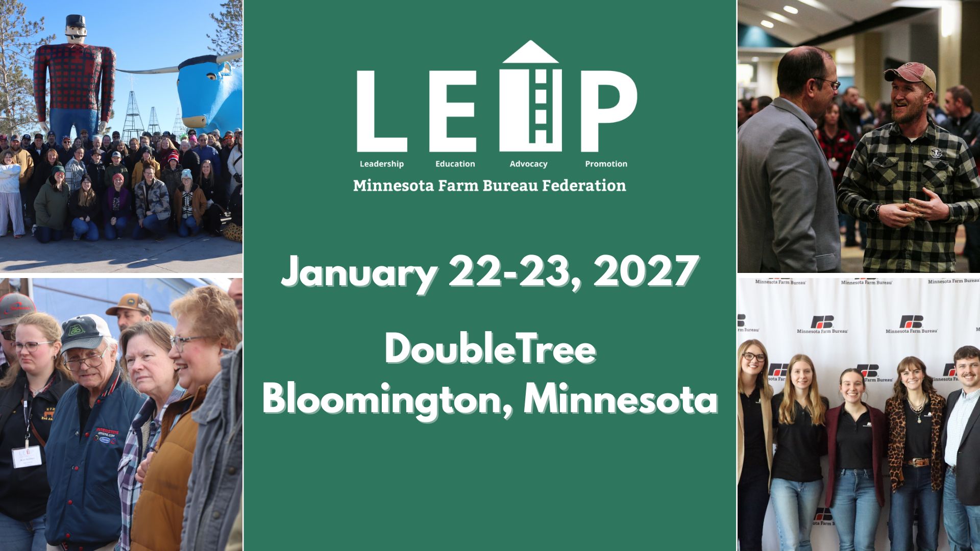infographic with photos and LEAP Conference information for 2027
