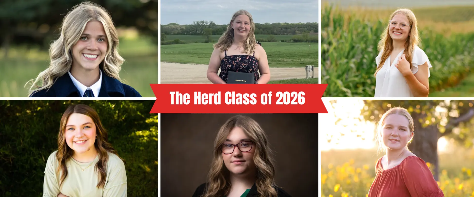 six frame grid with headshots of The Herd members